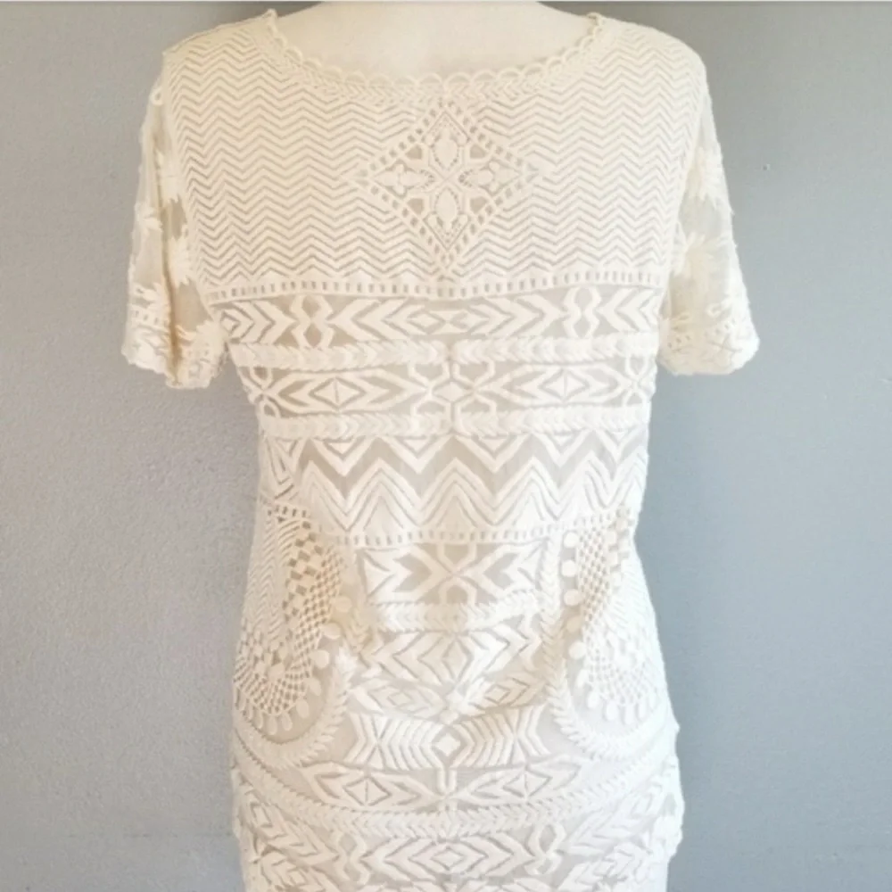 Anthropologie Meadow Rue Lace Short Sleeve Top